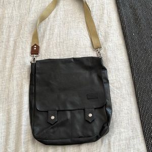 Sneaky Steve black leather messenger bag